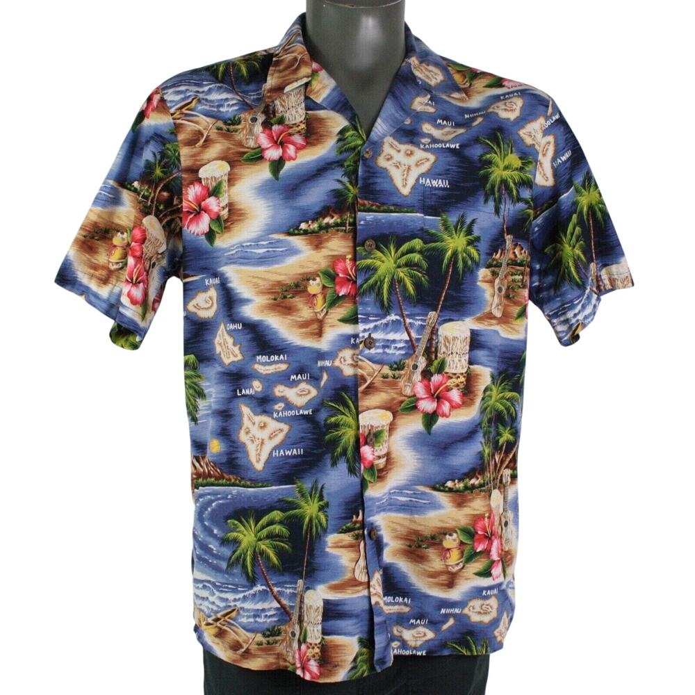 Vintage RJC Hawaiian Aloha Shirt Large Island Made in USA Shirt 80s
